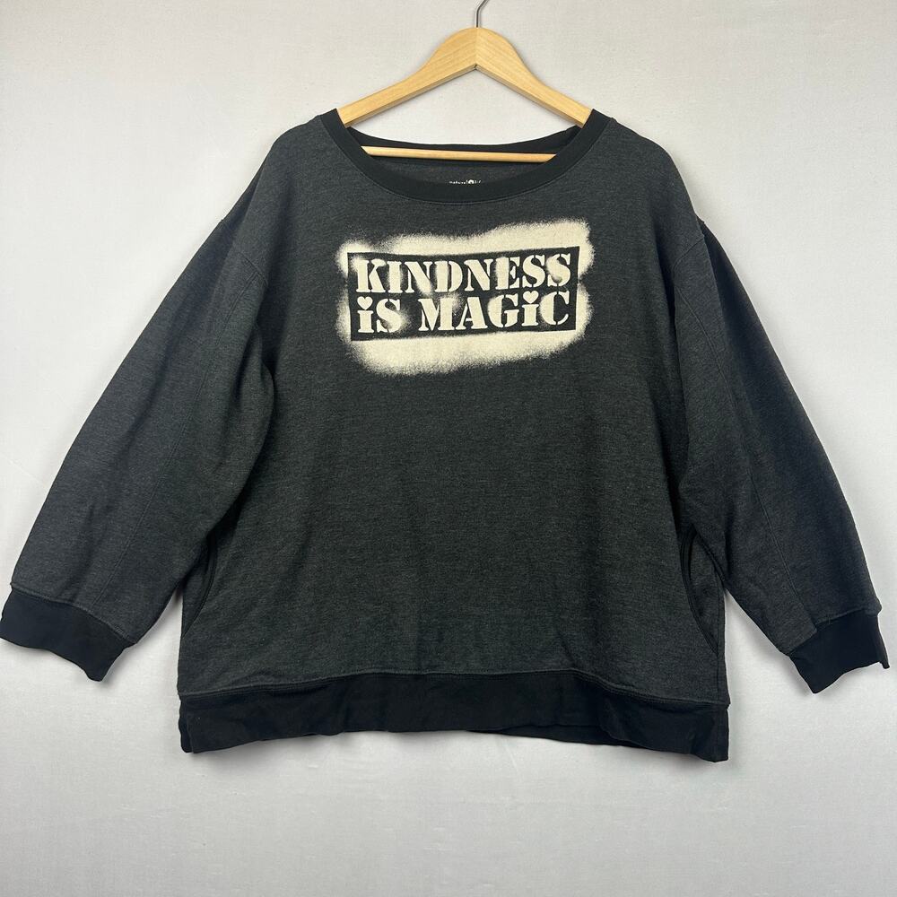 Natural Life Women's Kindness is Magic Crewneck Pocket Sweatshirt Size XL